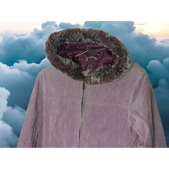 New with Tags Adler Collection 100% Leather Faux Fur Hood Coat SZ M - Picture 12 of 16